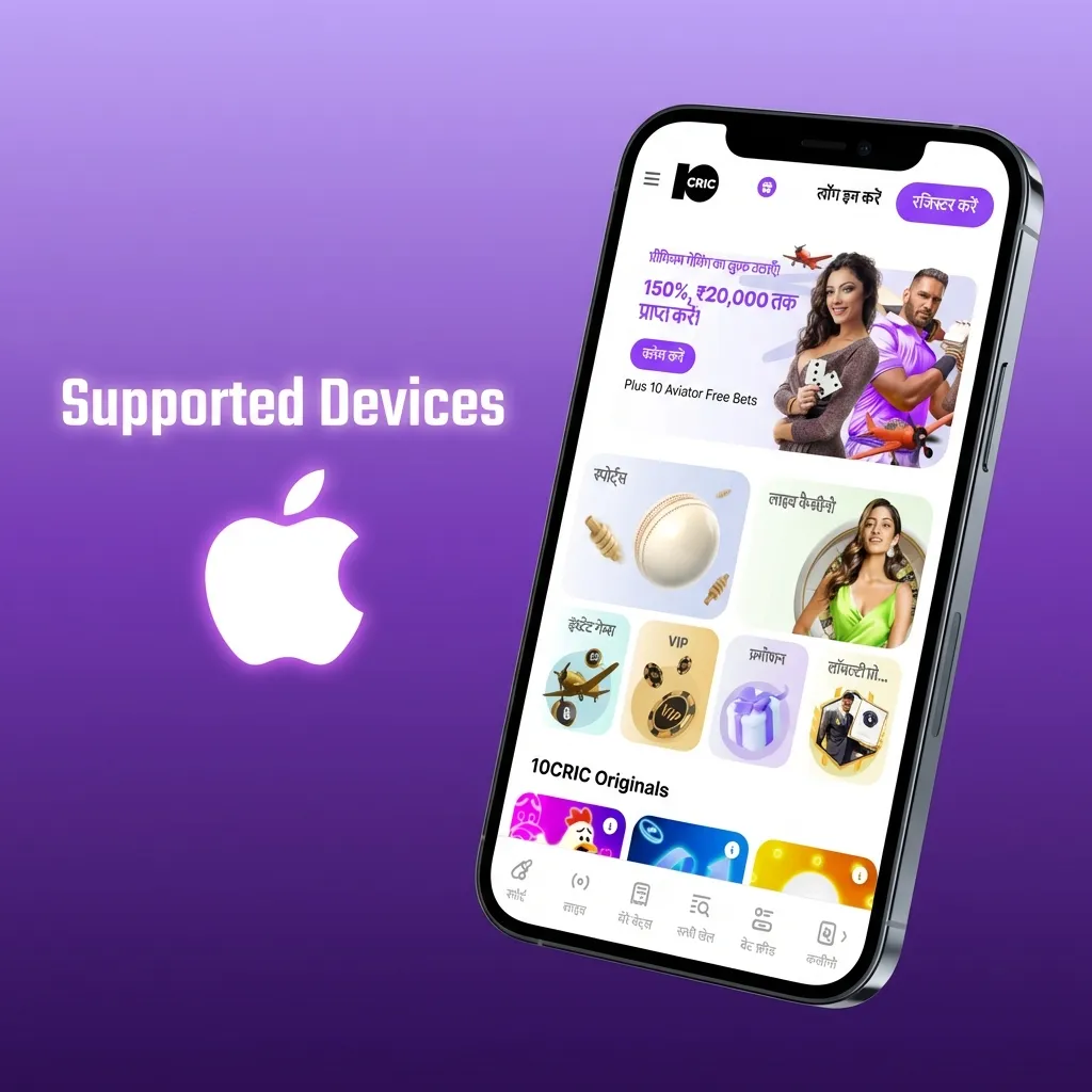 Graphic listing supported Apple devices for Aviatrix 10cric, including iPhone 11–15, SE 2020+, and recent iPads on iOS 12+