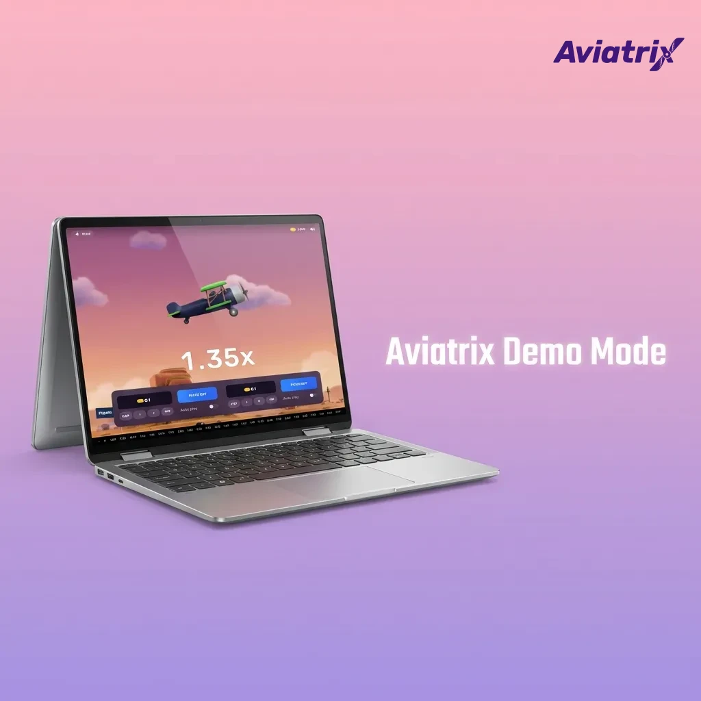 Screenshot of Aviatrix casino demo mode with virtual credits and interface showing cash-out and auto-cashout options