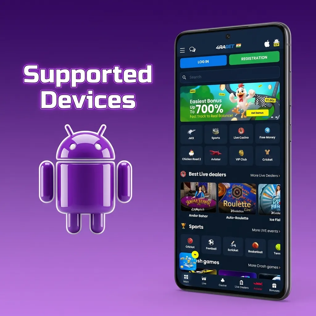 Graphic listing Android phones in India tested to run the 4rabet Aviatrix app smoothly across budget to flagship tiers