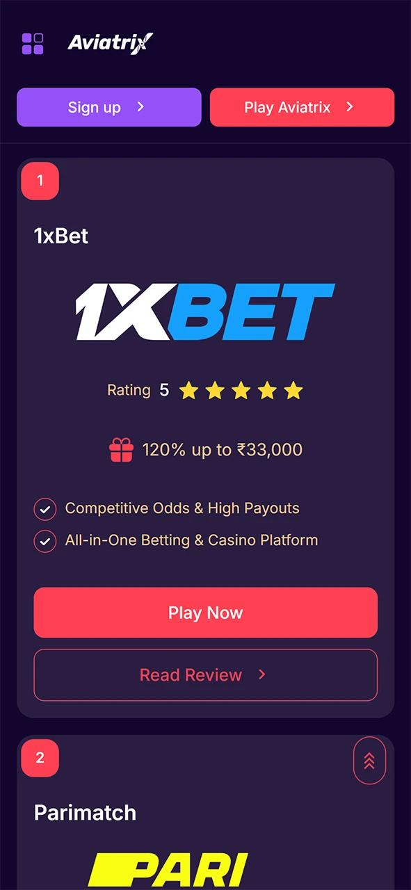 Register by selecting a casino that hosts the Aviatrix game.